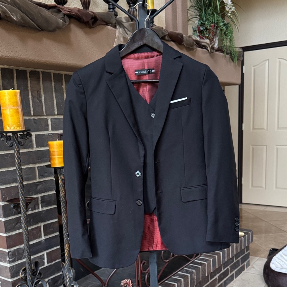 Boys Black Blazer with Red Lining